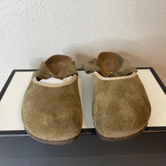 Birkenstock Ascot Taupe Suede Buckle Strap Slip On Women's Size 39 EU/8 US - Picture 1 of 8